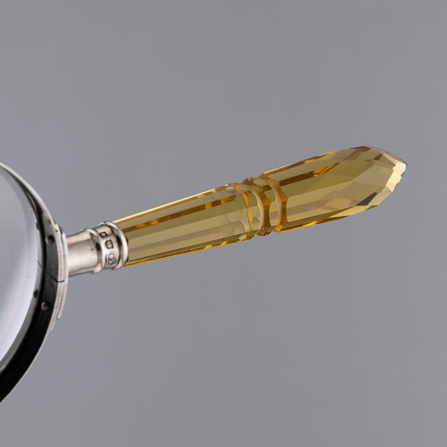 Antique English Silver and Amber Glass Magnifying Glass, 1910 For Sale - Image 9 of 12