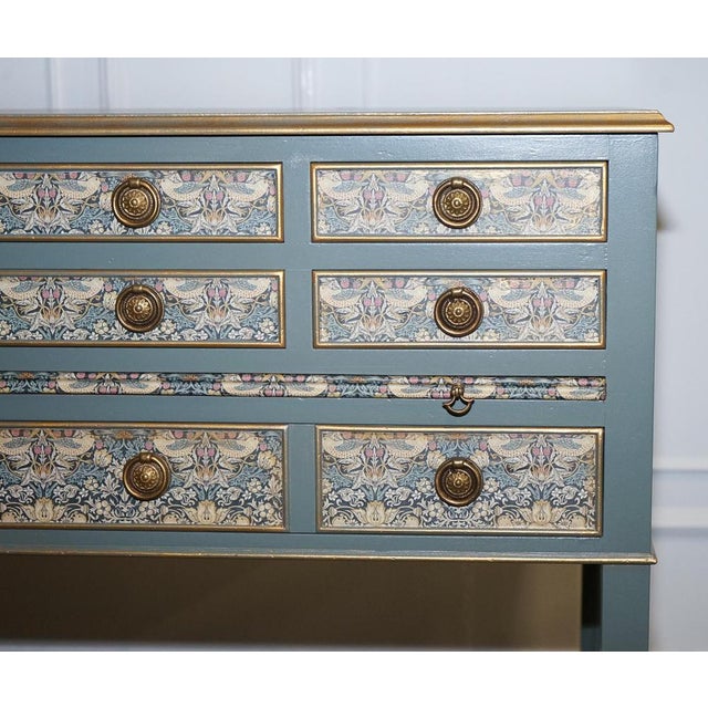 Gold Eucalyptus Green & Gold Console Table Sideboard Strawberry Thief from William Morris For Sale - Image 8 of 17