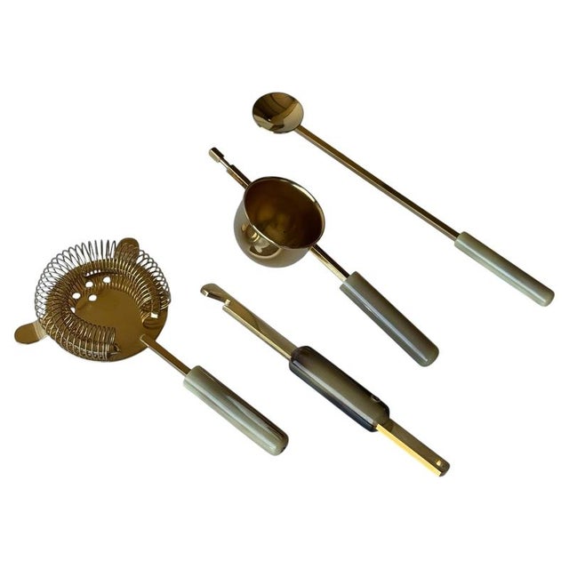 Vintage 24-Karat Gold-Plated Cocktail Set from Guzzini, Italy, 1970s, Set of 4 For Sale - Image 11 of 11