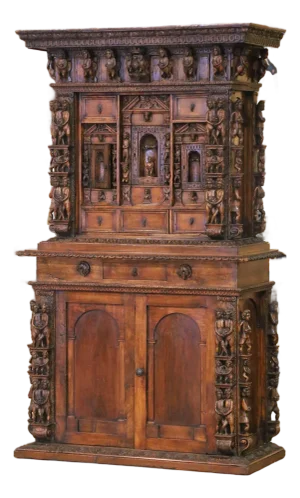 18th C. Italian Renaissance Walnut "Studiolo" Cabinet With 38 Drawers & Secrets