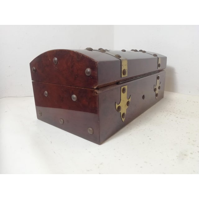 Wood Lacquered Wooden Box with Studs, Italy, 1950s For Sale - Image 7 of 9