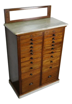 Antique Mahogany and Marble Dentist Cabinet, Amsterdam, 1920s