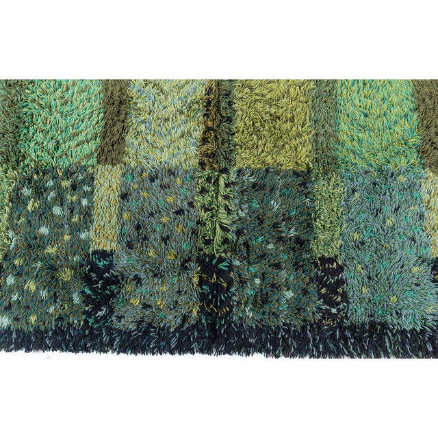 Mid-Century Modern Mid-Century Scandinavian Rug Rya Pile Rug "Alvastra Green" By Marianne Richter For Sale - Image 3 of 8