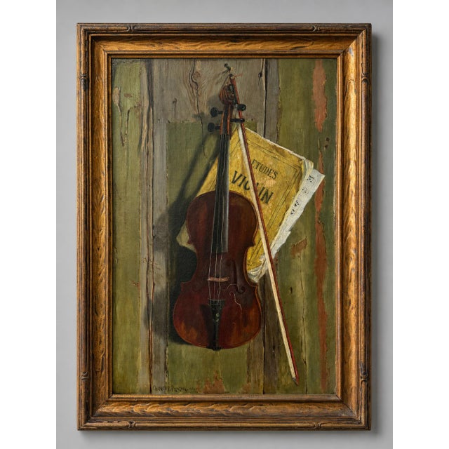 Late 19th Century Charles E. Proctor (American, 1866–1950) Trompe-L’Œil Still Life With Violin For Sale - Image 5 of 8