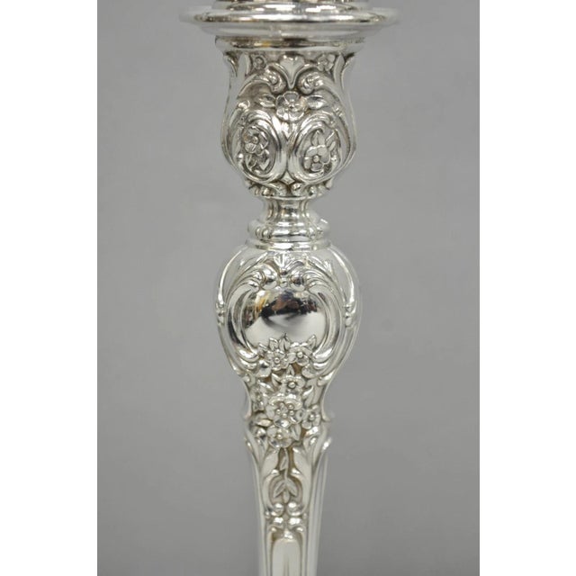 Mid 20th Century Vintage Wm Rogers & Son Silver Plated 3 Arm Convertible Candelabra - A Pair For Sale - Image 5 of 15