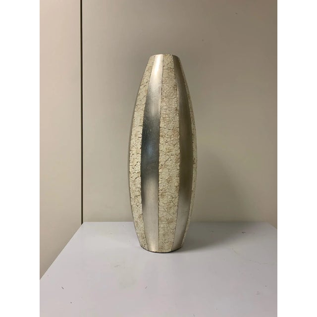 Large Vase with Natural Eggshell Inserts and Silver Leaf, 1950s For Sale - Image 3 of 10