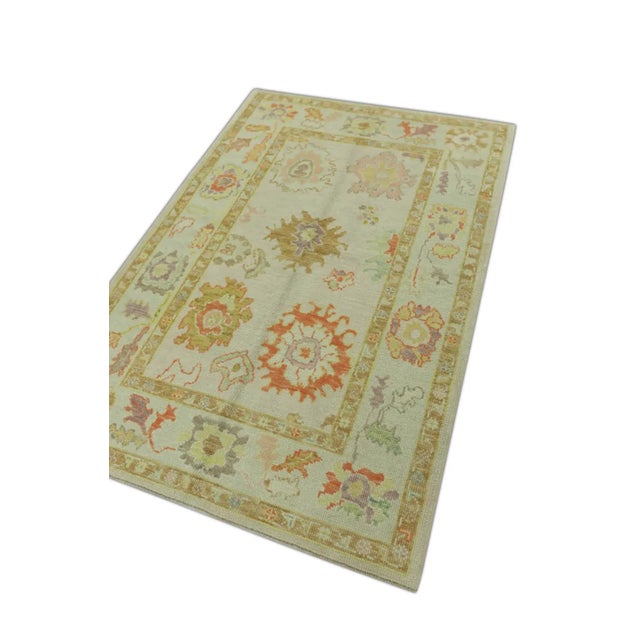 Early 21st Century Oriental Hand Knotted Rug Turkish Oushak 4'2" x 6'2" For Sale - Image 5 of 5
