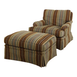 Vanguard Upholstered Chair & Ottoman For Sale