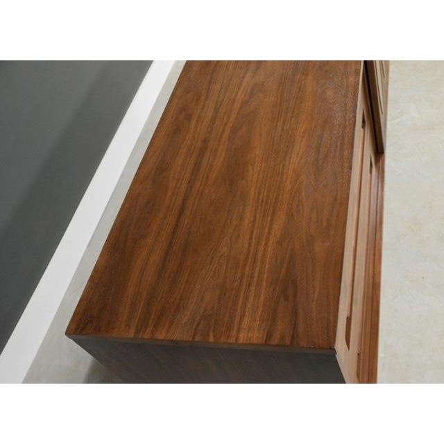 Wood 1960s Refinished Walnut and Burl Long 78” Dresser by Young Manufacturing For Sale - Image 7 of 9