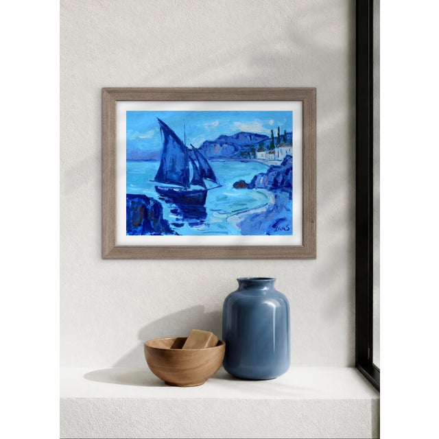 Blue Harbor Voyage – Original Oil Painting Sailboat Coastal Landscape For Sale In Reno/Lake Tahoe - Image 6 of 6