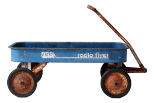 Vintage 1970s Radio Flyer Model 100 Blue Metal Wagon