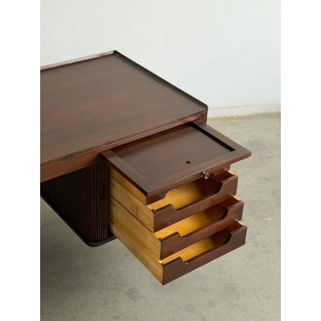 Brown 1960s Danish Modern Mohagony Desk For Sale - Image 8 of 16