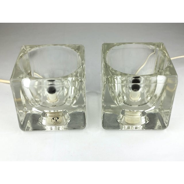 Mid-Century Modern Cube-Shaped Glass Table Lamps by Peill & Putzler, 1970s, Set of 2 For Sale - Image 3 of 12