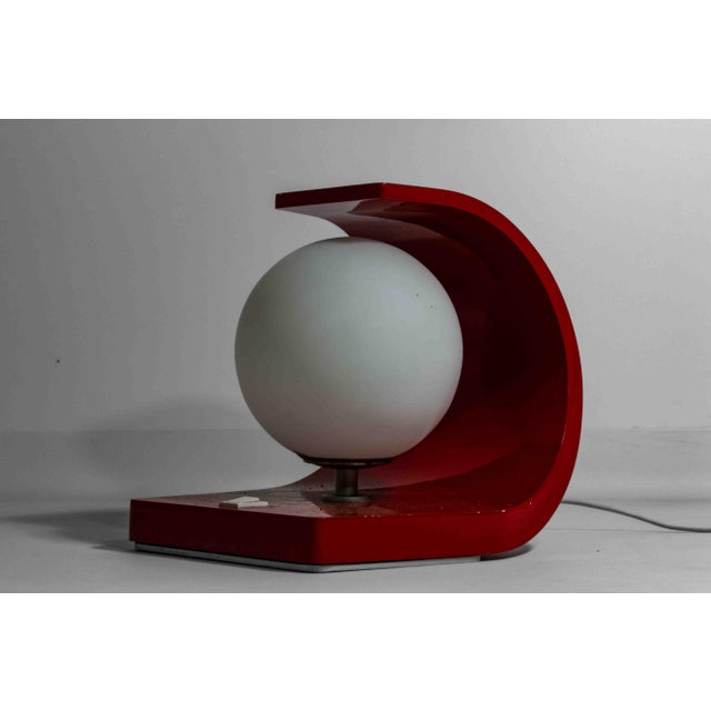 Red Space Age Orb Table Lamp in Red Laminate Casing, Italy, 1960s For Sale - Image 8 of 10