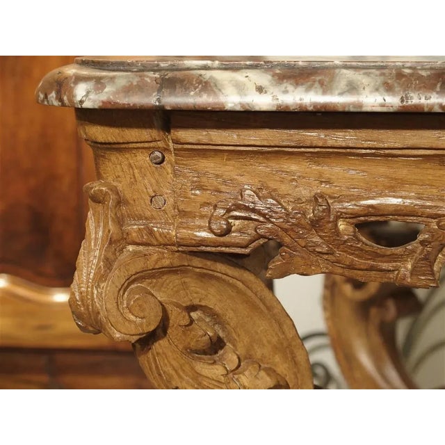 18th Century Traditional Oak Regency Console With Rouge Marble Top For Sale - Image 10 of 13