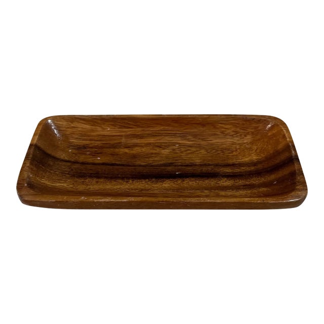 1970s Small Hand Carved Wooden Catchall For Sale