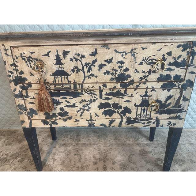 Vintage Baker Furniture Hand Painted Chinoiserie Cabinet For Sale - Image 10 of 12