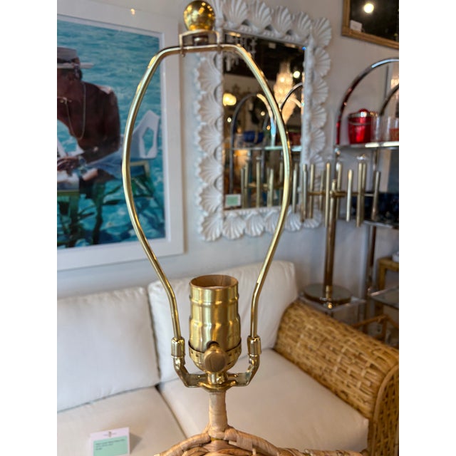 Pair of Woven Grass Scalloped Clam Shell Seashell Beach Table Lamps Newly Wired For Sale - Image 4 of 12