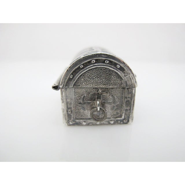 Metal Miniature Mexico Sterling Silver Wedding Treasure Chest Trinket Box For Sale - Image 7 of 11