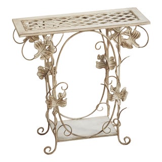 Metal Side Table with Wire Shelf For Sale