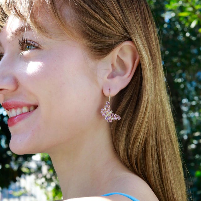 Nina Zhou Butterfly Blossoms 9.58ctw Pink Sapphire, Tourmaline, Morganite & Diamond Convertible Drop Earrings For Sale - Image 10 of 10