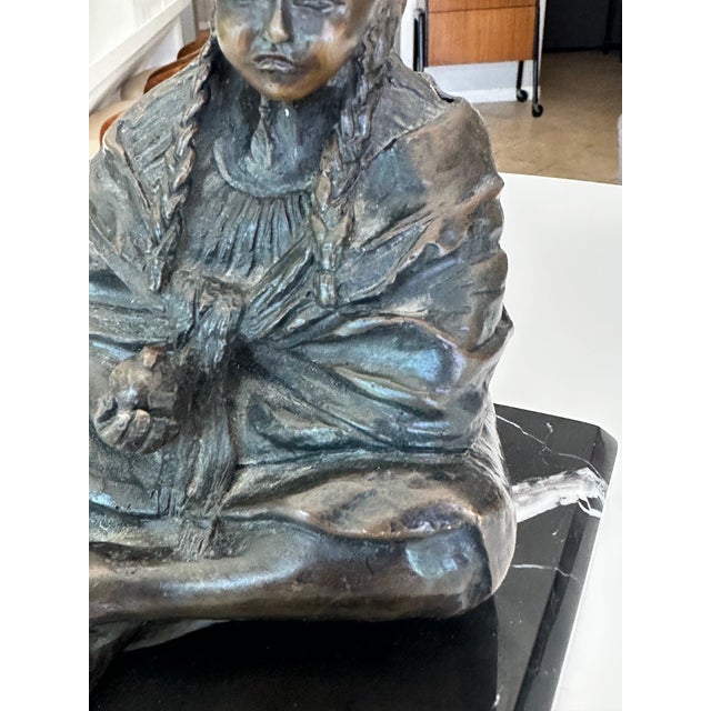 Glenda Hecksher's "Marta" Bronze Figure Indigenous Woman & Baby Statue For Sale In Palm Springs - Image 6 of 17