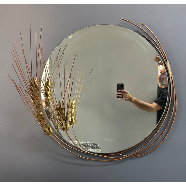Mid-Century Modern Mid Century Curtis Jere Wheat Stalk Mirror Signed Dated 1981 For Sale - Image 3 of 8