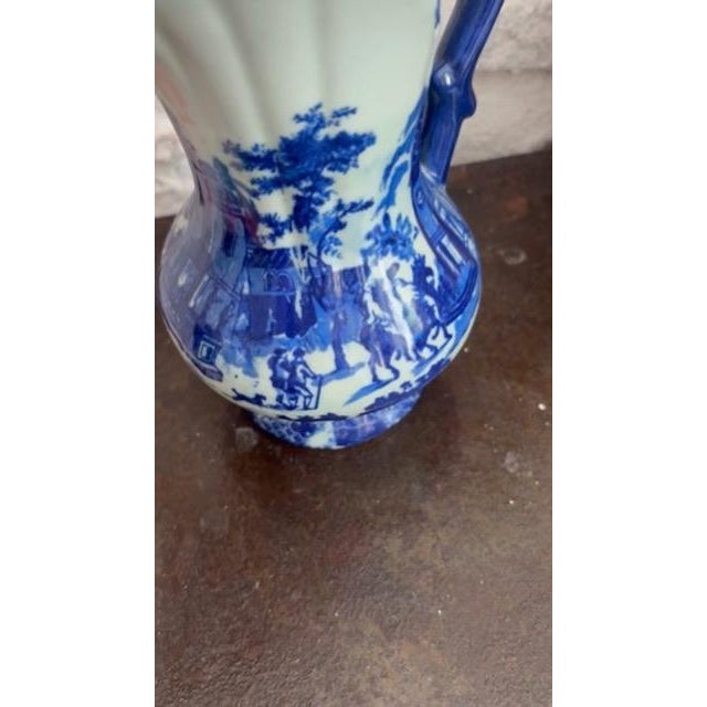 Mid 20th Century Victoria Ware Ironstone Pitcher, Flow Blue Continental Landscape Scene For Sale In Atlanta - Image 6 of 8