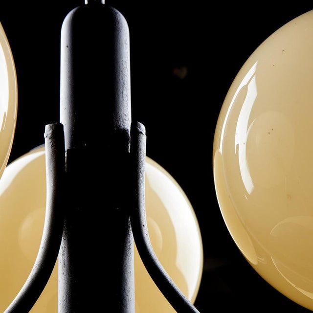 1970s Vintage Metal and Glass Chandelier, 1970s For Sale - Image 5 of 13