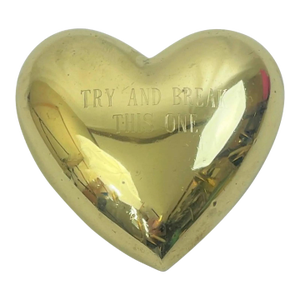 "Try and Break This One", Mid-Century Alexander Sheilds Brass Heart Paperweight