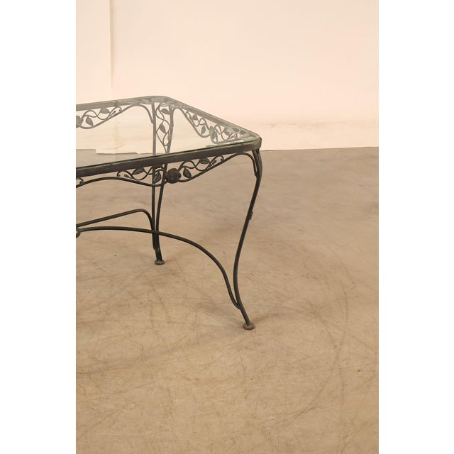 Vintage Glass Top Wrought Iron Patio Table For Sale - Image 15 of 18