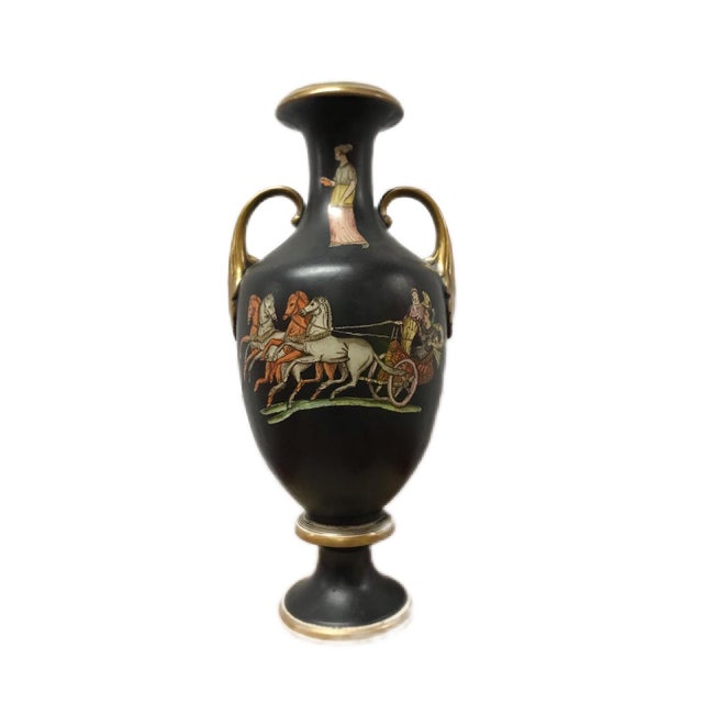 Antique Italian Neoclassical Basalt Grecian Style Porcelain Urn Vase For Sale - Image 13 of 13