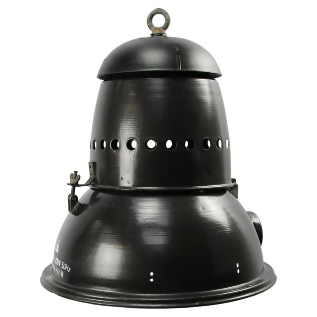 Large Vintage Industrial Pedant Light in Black Enamel, 1950s For Sale - Image 6 of 6