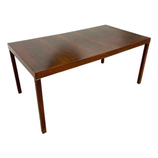 Vintage Mid-Century Modern Extendable Dining Table With Removable Stored Leaf For Sale