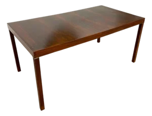 Vintage Mid-Century Modern Extendable Dining Table With Removable Stored Leaf