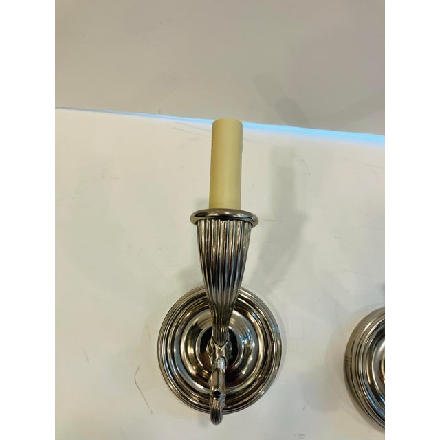 Art Deco Pair of 1990s Chapman Nickel Silver Sconces For Sale - Image 3 of 8