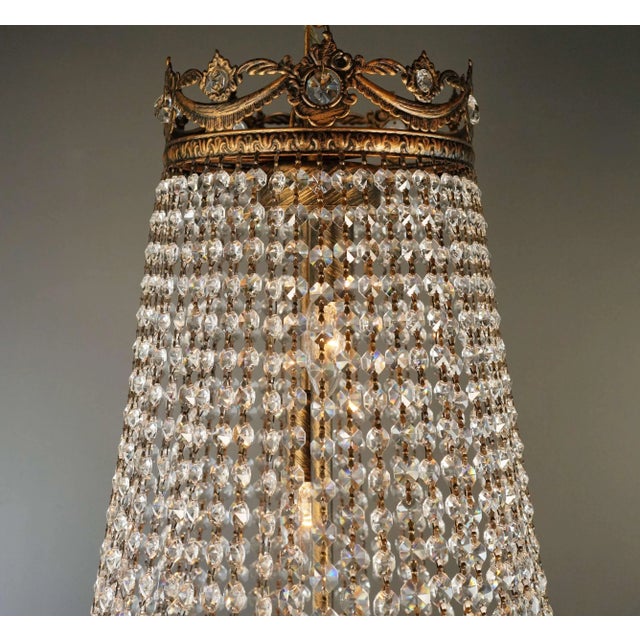 Montgolfiè Style Crystal Empire Sac a Pearl Chandelier For Sale - Image 10 of 11
