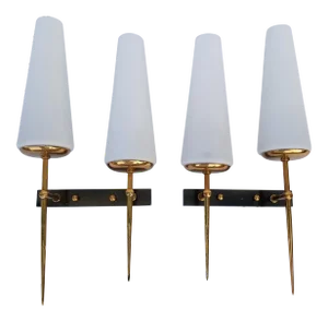 1960s Maison Lancel 2 Light Sconces - a Pair