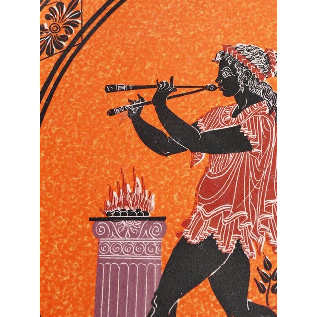 Large Greek Black-Figure Orange Terracotta Wall Plate with Classical Motif, 1970s For Sale - Image 17 of 18