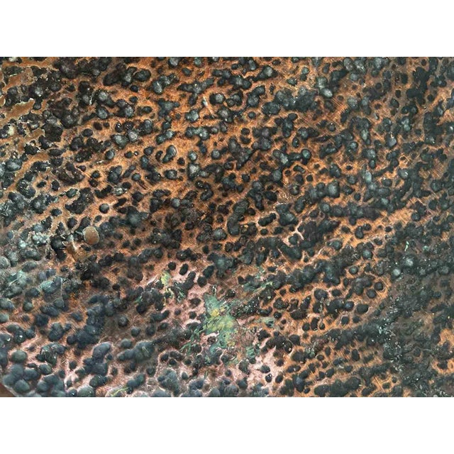 Mid Century Side Table Hammered Copper on Wood For Sale In Providence - Image 6 of 7