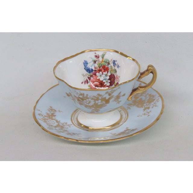 Hammersley Blue England Bone China Set of Tea Cup and Saucer 4654b For Sale - Image 11 of 17