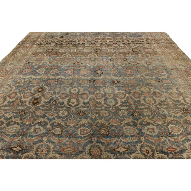 One of the Kind 19th Century Antique Bidjar Rug With All-Over Herati Pattern For Sale - Image 9 of 12