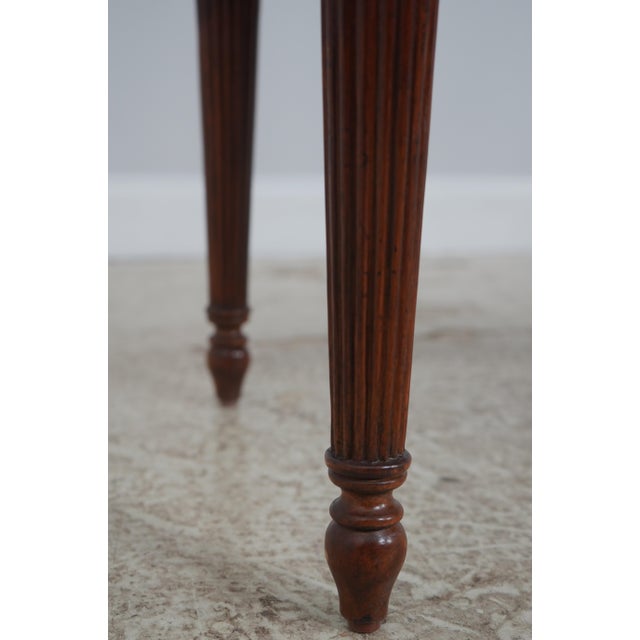 French Louis XVI Style Brown Leather Seat Bench For Sale - Image 10 of 12