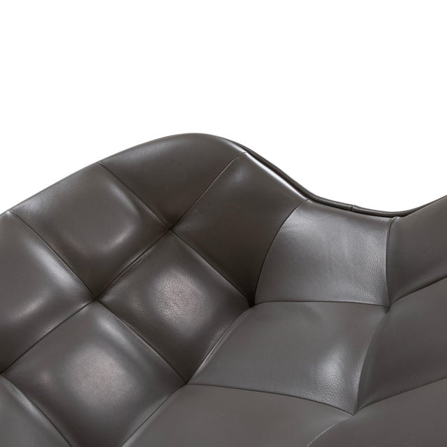 Boston Leather Armchair with Ottoman in Grey Brown Taupe Estoril Semi Aniline Leather 0959 with Manual Swivel and Rocking Function from Boconcept For Sale - Image 6 of 18