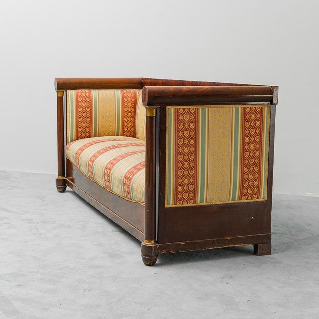 3-Seater Sofa in Wood and Striped Fabric, 1950s For Sale - Image 6 of 14