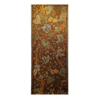 Vintage French Needlepoint Runner, Handwoven Wool, Tree of Life Pattern, Brown & Blue, 4’ X 15’ For Sale