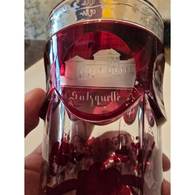 Raspberry Red Antique Bohemian Glass Moser Architectural Glass For Sale - Image 8 of 12