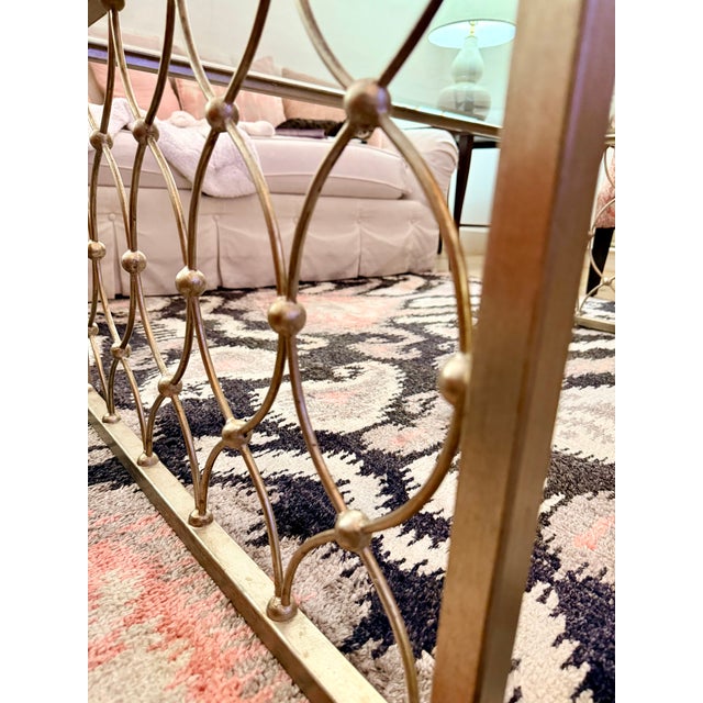 Transitional Ethan Allen Attributed Silver Glass Coffee Table For Sale - Image 3 of 8
