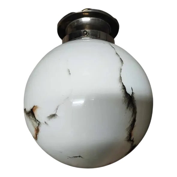 Art Deco Nickel-Plated Brass Ceiling Lamp, 1920s For Sale