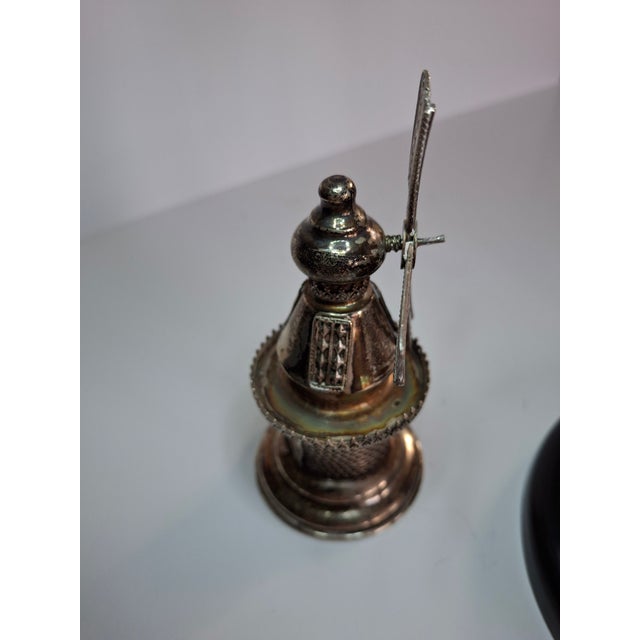 1960s Vintage 925 Sterling Silver Judaica Besamim Windmill Spice Box - Mid-20th C. For Sale - Image 5 of 17